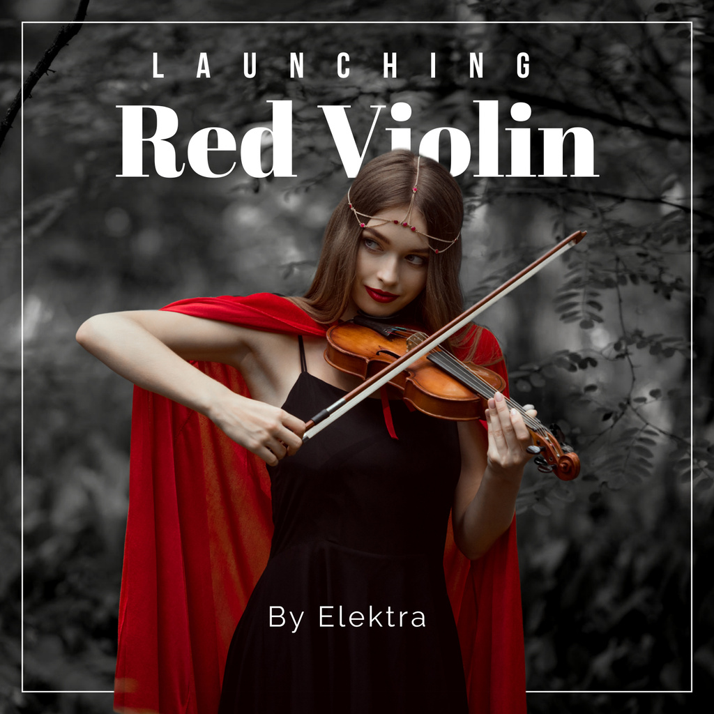 Attractive Woman in Black Dress Playing the Violin Album Coverデザインテンプレート