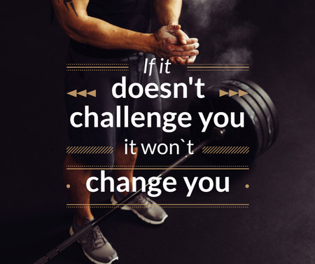Sports Quote Man Lifting Barbell Facebook Design Template