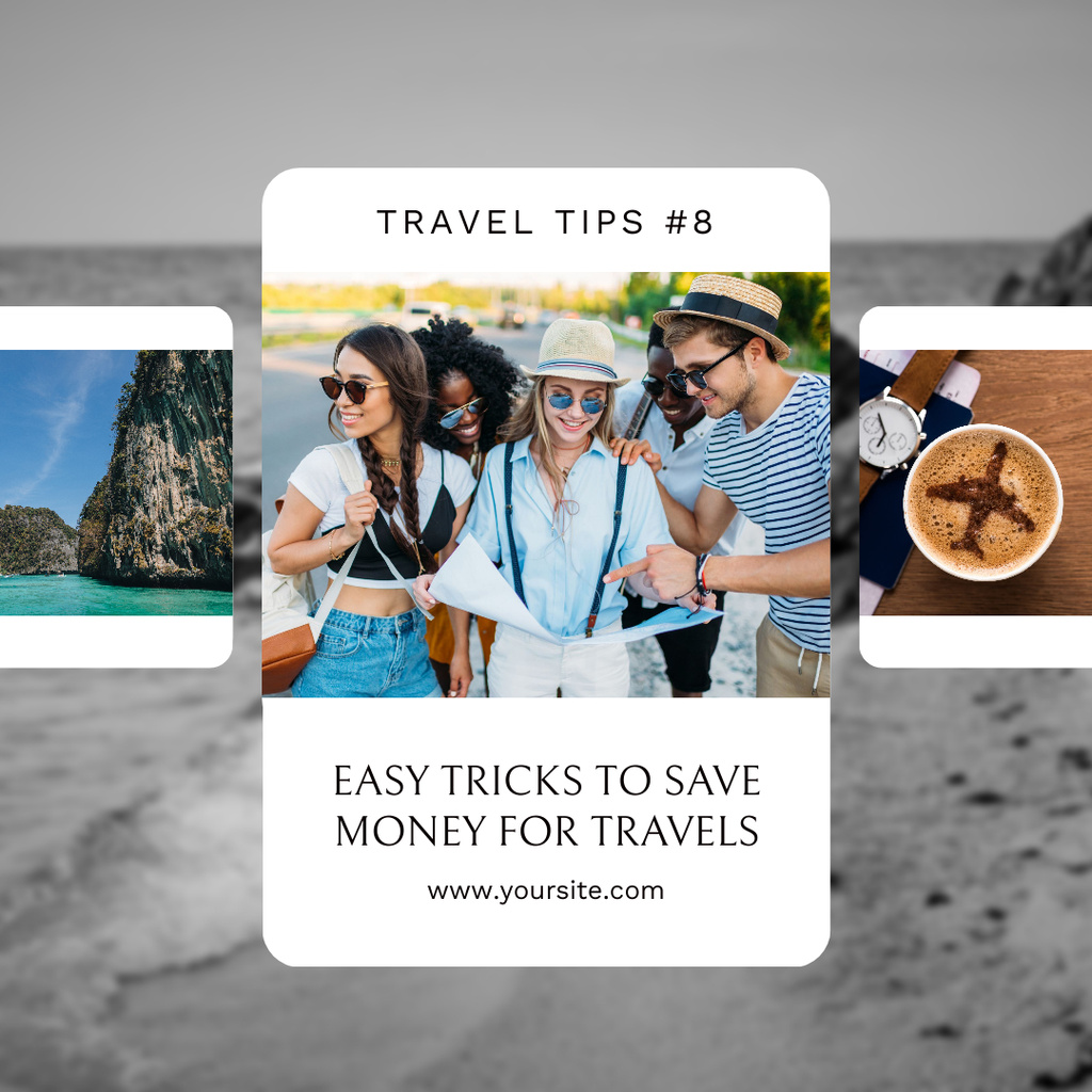 Travel Tips with Company of Tourists Instagram Šablona návrhu