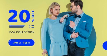 Fashion Collection Ad with Stylish Couple Facebook AD Tasarım Şablonu