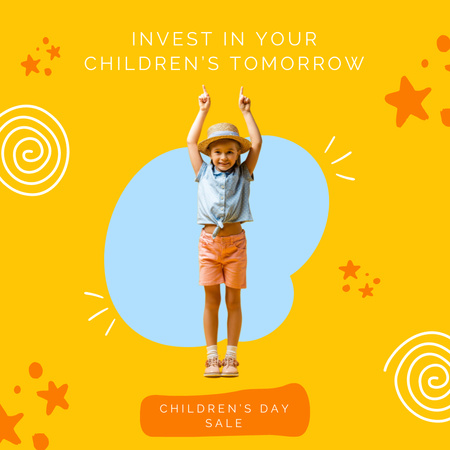 Children's Day with Cute Little Girl Animated Post Design Template