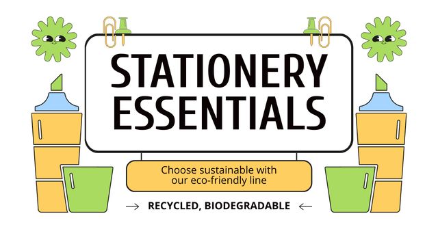 Stationery Store Offers On Sustainable Products Facebook AD Design Template