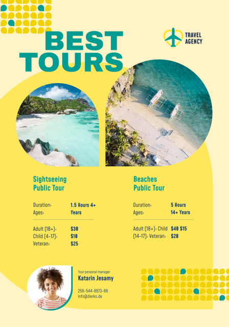 Travel Tour Offer with Sea Coast Views Poster 28x40in Tasarım Şablonu