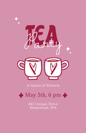 Modèle de visuel Annonce De Tea Party Avec Des Tasses - Invitation 5.5x8.5in