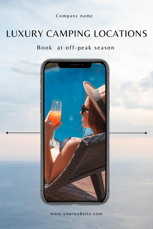 Woman Sitting on Sun Lounger Holding Cocktail  Pinterest – шаблон для дизайну