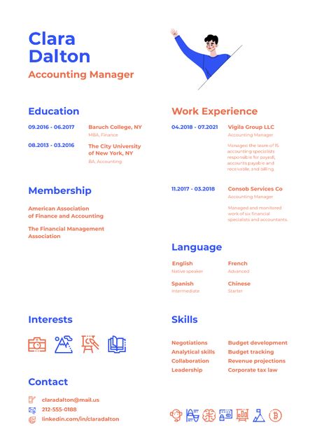 Accounting Manager skills and experience Resume Šablona návrhu