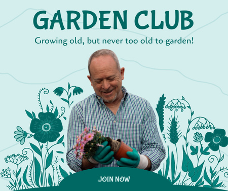Modèle de visuel Club de jardin pour les aînés avec des fleurs - Facebook