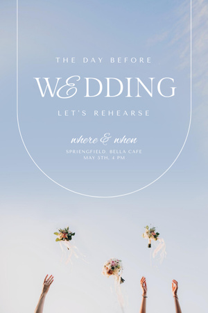 Wedding Day Announcement with Festive Bouquets Invitation 6x9in Modelo de Design