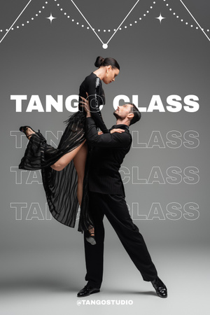 Ad of Tango Class with Passionate Couple Pinterest Design Template