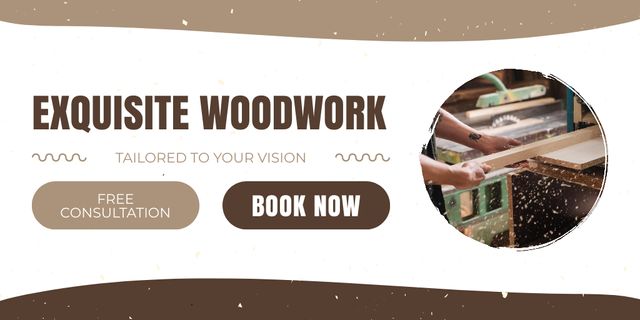 Modèle de visuel Best Woodworking Service With Consultation And Booking - Twitter