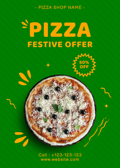 Discount Announcement at Pizza Festival Flayer tervezősablon