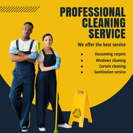 Cleaning Service Ad with Team of Professionals Instagram Modelo de Design
