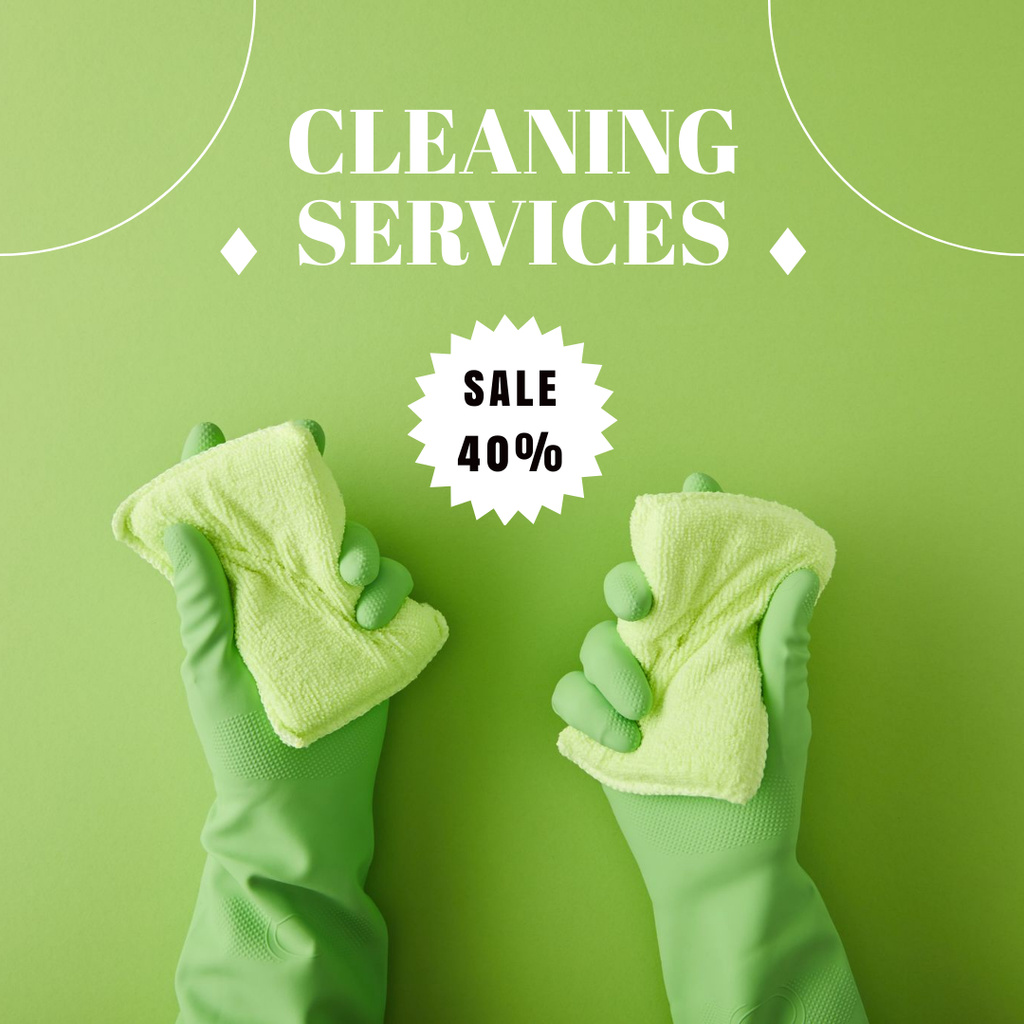Cleaning Discount Offer on Green Instagram Πρότυπο σχεδίασης