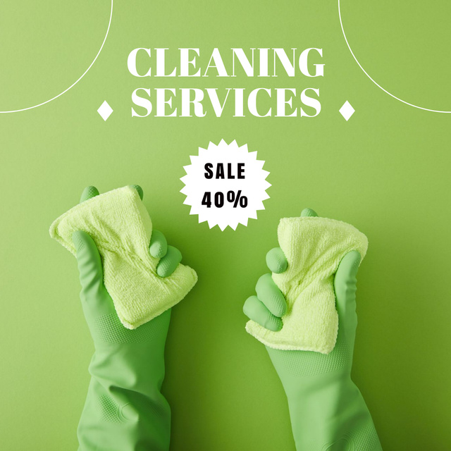 Ontwerpsjabloon van Instagram van Cleaning Discount Offer on Green