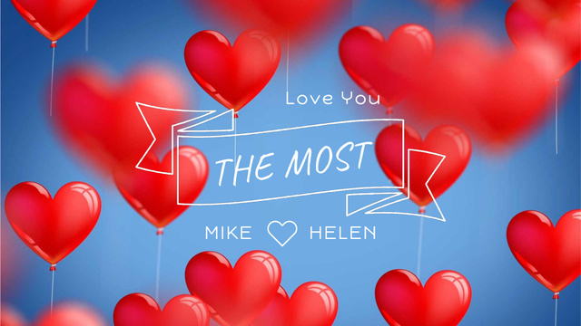 Red heart-shaped Balloons for Valentine's Day Full HD video Design Template