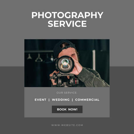 Photographer with Professional Camera in Studio Instagram Design Template