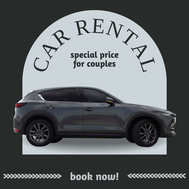 Car Rental Services Ad with Happy Couple Instagramデザインテンプレート
