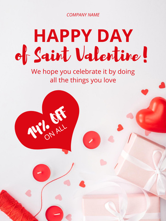 Discount Offer on Saint Valentine's Day Poster US Design Template