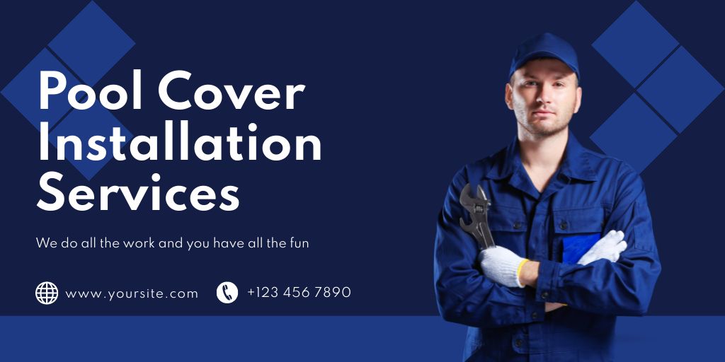 Pool Cover Installation Services Twitter Design Template