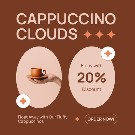 Stunning Cappuccino In Cup At Discounted Rates Instagram Design Template