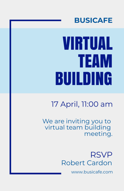 Virtual Teambuilding Meeting Announcement in Blue Invitation 5.5x8.5in Design Template