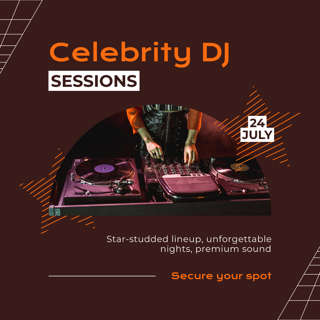 DJ Session in Night Club with Premium Sound Instagram Tasarım Şablonu