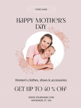 Modèle de visuel Maman étreignant sa fille le jour de la fête des mères - Poster US