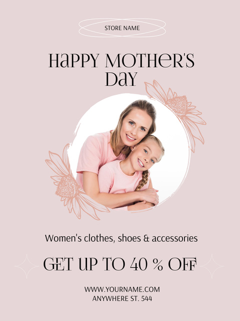 Mom hugging her Daughter on Mother's Day Poster USデザインテンプレート