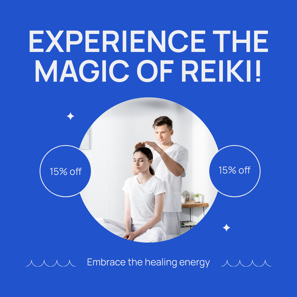 Healing Reiki Energy With Discount Offer Instagram AD Modelo de Design