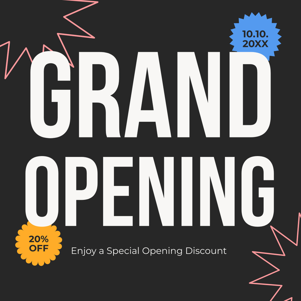 Plantilla de diseño de Grand Opening Event With Special Discount For Visitors Instagram AD 