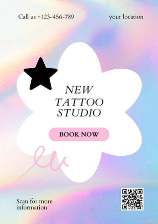 Colorful Tattoo Studio Opening Announcement Poster Design Template