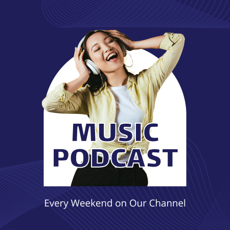 Music Podcast Ad on Weekends  Podcast Cover Design Template