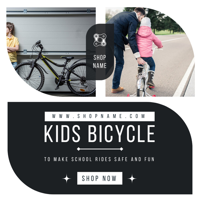 Designvorlage Kids Bicycle Sale with little Girl für Instagram