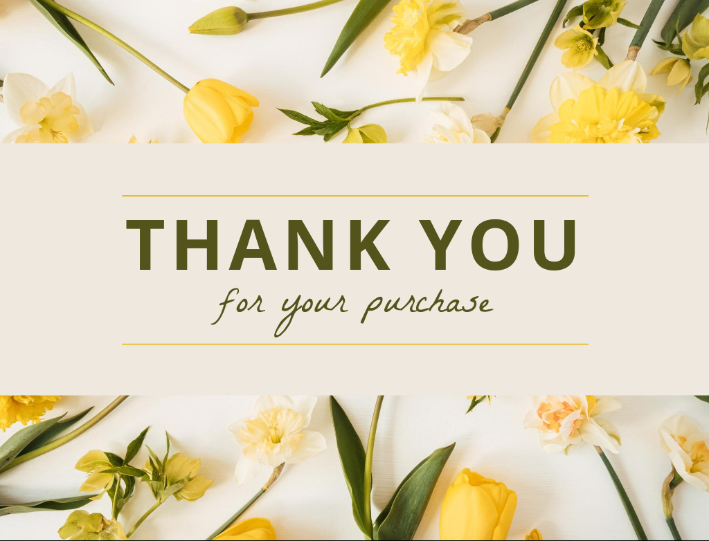 Template di design Thankful Phrase With Tulips And Jonquils Postcard 4.2x5.5in