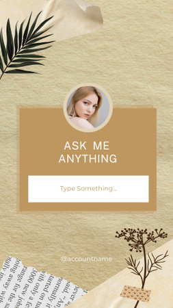Get To Know Me Quiz with Young Attractive Woman Instagram Story Design Template