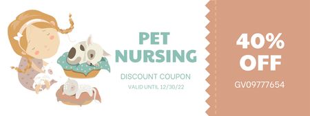 Pet Nursing Service With Discount Voucher Coupon Design Template
