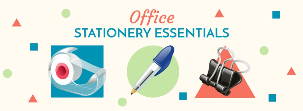 Offer of Office Stationery Essentials Facebook cover Design Template