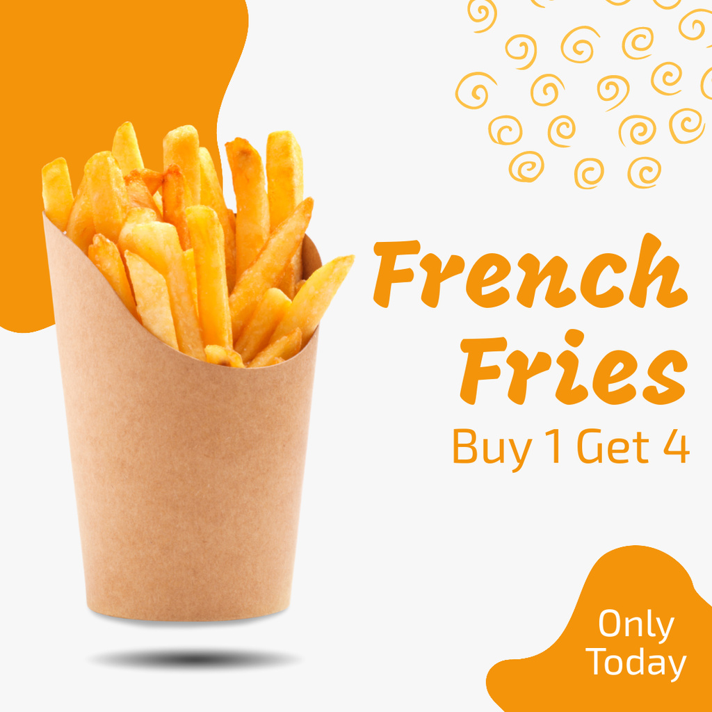 Designvorlage Yellow French Fries Offer  für Instagram