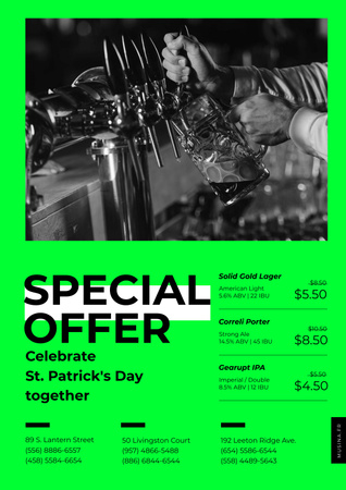 Ontwerpsjabloon van Poster van Barman pours Beer on St.Patricks Day