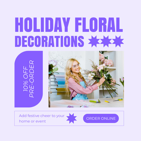 Plantilla de diseño de Descuento en diseño floral navideño por pedido anticipado Instagram AD 