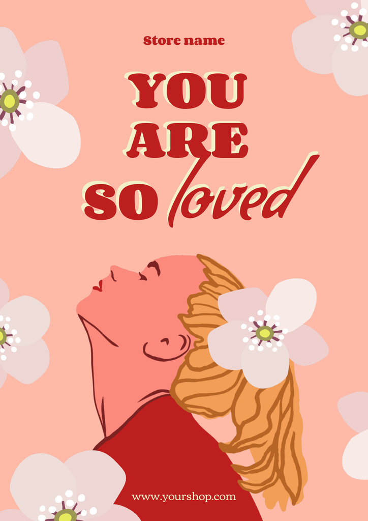 Inspirational Phrase with Girl in Flowers Poster Šablona návrhu