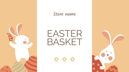 Cute White Easter Bunnies Label 3.5x2in Design Template