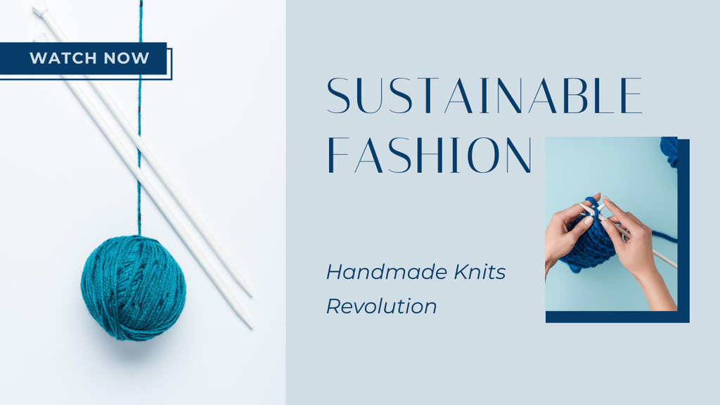 Designvorlage Sustainable Handmade Knitting Fashion für Youtube Thumbnail