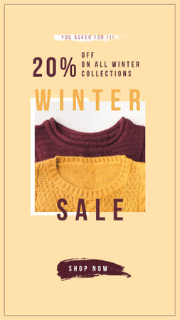 Platilla de diseño Female Fashion Winter Clothes Sale Instagram Story