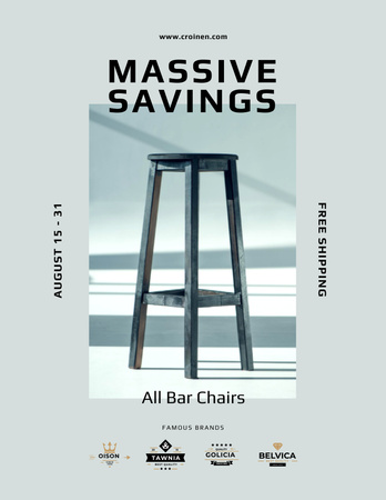 Bar Sandalyeleri ve Ekipmanları Poster 8.5x11in Tasarım Şablonu