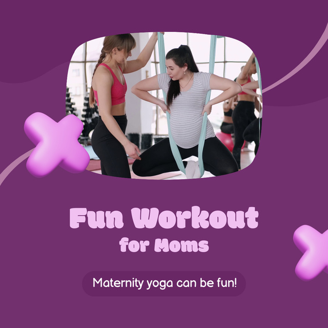 Fun Yoga Workout For Pregnant Women Animated Post Modelo de Design