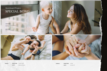 Happy Family with Son at Home Storyboard Design Template