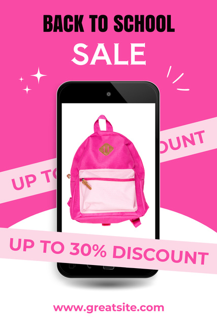 Offer Discounts on Smartphone and Backpack Pinterest Tasarım Şablonu