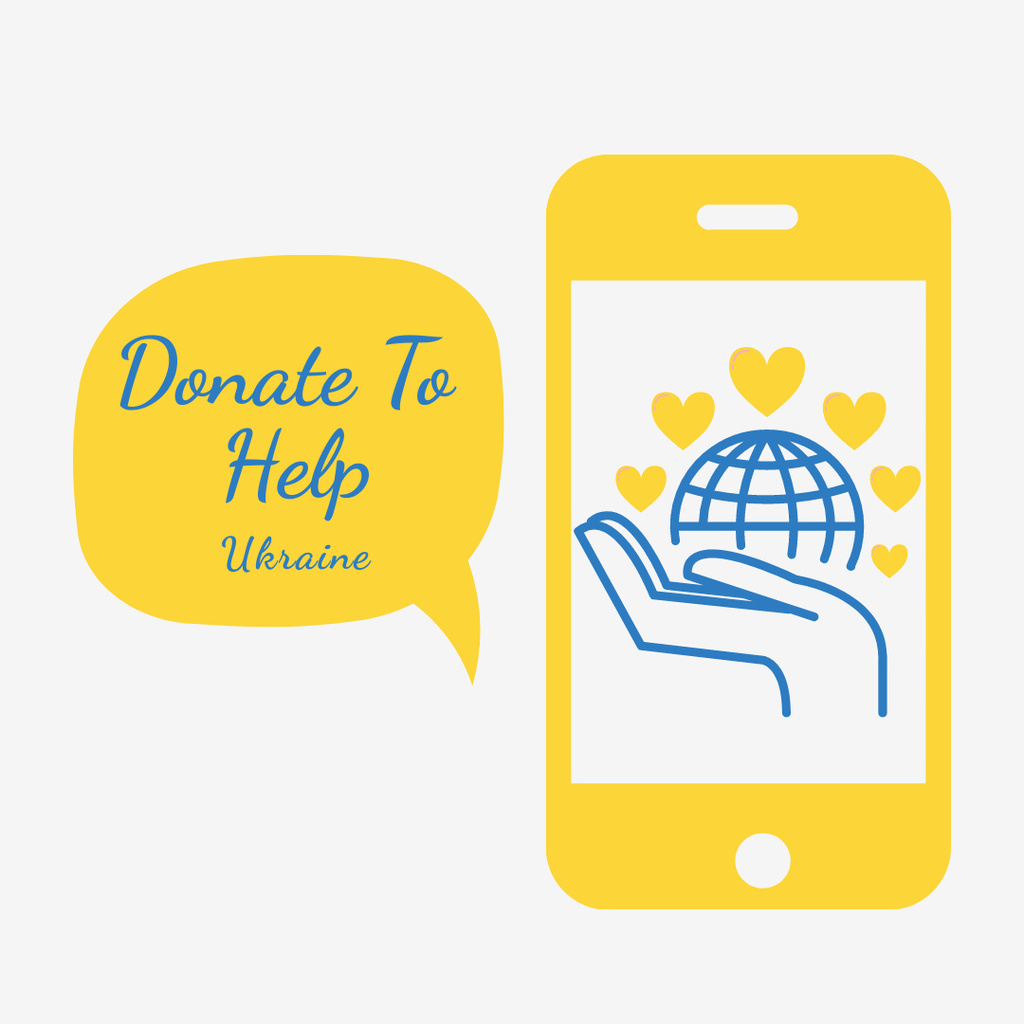 Designvorlage Motivation to Help Ukraine with Donation für Instagram