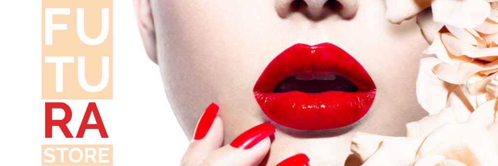 Designvorlage Bright Woman with Red lips für Email header